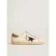 Super-Star with blue canvas star and tobacco leather heel tab