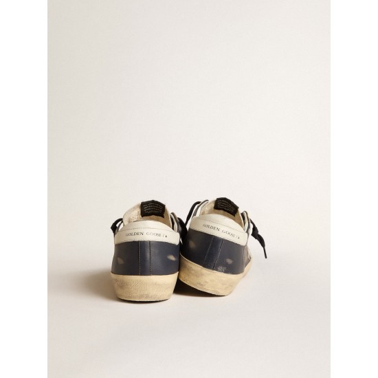 Men's Super-Star in blue nappa leather with white leather star and heel tab