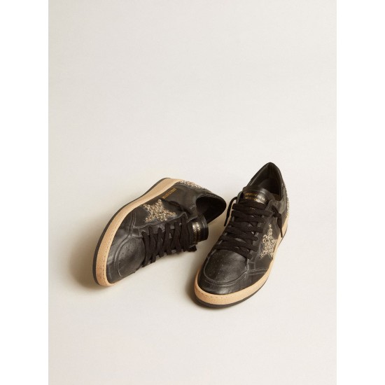 Men’s Ball Star LAB in black nappa with studded black leather star