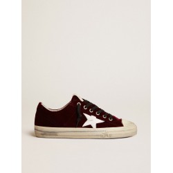 Men’s V-Star LTD in burgundy velvet with white leather star