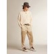 Men’s Sky-Star in white nappa leather with a chocolate suede star
