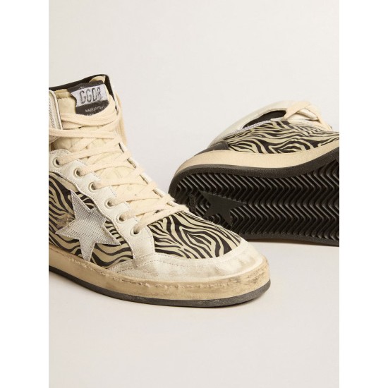 Men’s Sky-Star LAB in zebra nappa with textured silver leather star