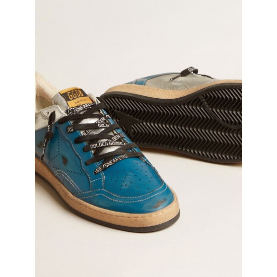 Ball Star LAB in glossy blue and silver leather with perforated star