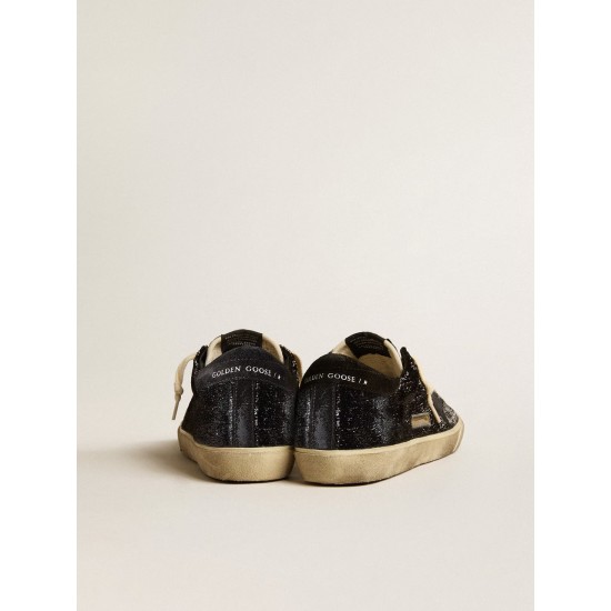 Men’s Super-Star in black velvet and suede with black suede star