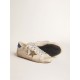 Women's Super-Star LTD in nappa leather with platinum star and blue glitter heel tab