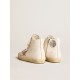 Francy in cream nappa with pink crocodile-print leather star