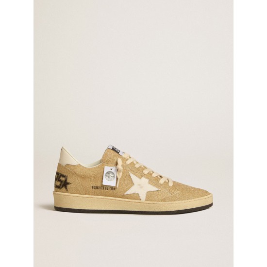 Ball Star in golden Swarovski crystals with milk-white leather star