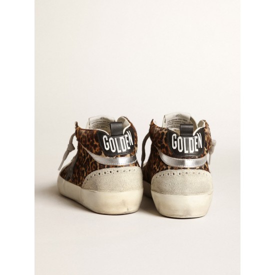 Women's Mid Star in leopard print pony skin with black star