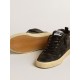 Women's Mid Star in black nappa with black glitter star and suede flash