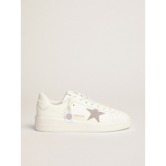 Women’s Purestar in white leather with silver Swarovski crystal star