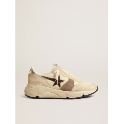 Running Sole LTD in cream nylon and suede with a glitter star