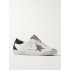 Superstar distressed glittered leather sneakers