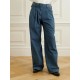 Embellished pleated high-rise wide-leg jeans