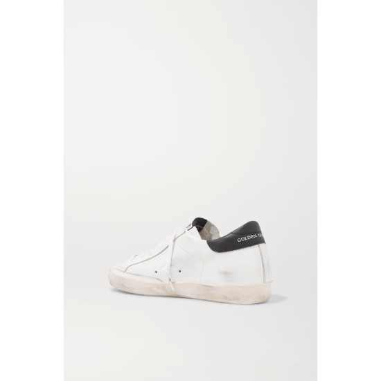 Superstar distressed glittered leather sneakers